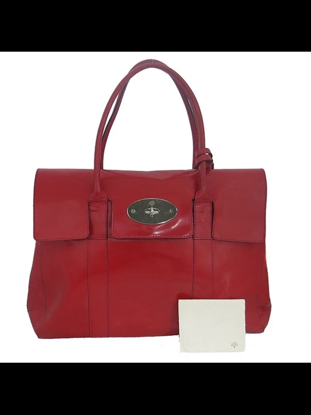 Mulberry Red Leather Tote with Signature Turn-Lock